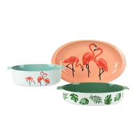 Ensemble de vaisselle de cuisine personnalisée à motif flamant rose, bol, assiette, tasse