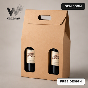 Wine Bottle Paper Carrier Bag Reinforced Base Rope Handle Single Double <b>Champagne</b> Liquor Gift Tote Carrier Winery Supplier - Product Image 1