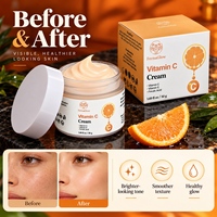 Crème Visage Fermentée à la Vitamine C, E et Acide Ferulique Éclaircissante, Correctrice de Taches Brunes, Antioxydante, Hydratante, Raffermissante et Éclatante