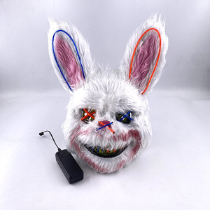 Luckykoo Spot Wholesale Plush Rabbit Party Mask Cold Light Horror Halloween Led Mask Masquerade Bloody Bear Halloween Mask 2024 - Product Image 3