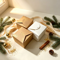 Boîtes d'emballage OEM pour petites entreprises, boîtes cadeaux en papier kraft pour mariage, emballage de fête, boîtes pliables carrées, logo personnalisé