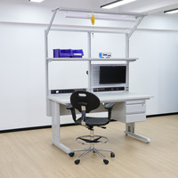 Mesa de Trabajo Antiestática Detall ESD con Superficie Laminada y Tomas de Corriente Integradas para Talleres de Reparación de Computadoras