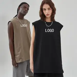 Camiseta unissex sem mangas para homens e mulheres, blusa esportiva casual personalizada 100% algodão de alta qualidade 250g