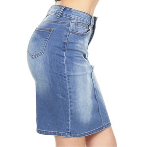 Design classique taille européenne dames mode une ligne jupes et Sexy Long Style fente Jeans jupes Denim - Product Image 2