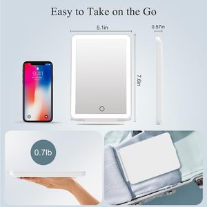 Funtouch Rechargeable Travel Makeup <b>Mirror</b> 72 Led Lights 3 Color Lighting Dimmable Touch Portable Beauty <b>Mirror</b> - Product Image 5