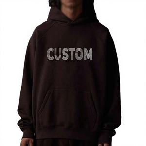 Sudadera con capucha personalizada con apliques, 100% algodón, efecto desgastado por el sol, oversize, lavado ácido, corte regular, con logo estampado y pedrería - Product Image 1