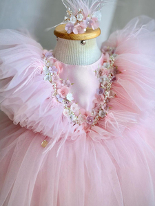 Fashion Fluffy Sequin Puffy Trailing Pageant <strong>Dress</strong> for <strong>Girls</strong> <strong>Gold</strong> pink <strong>Flower</strong> <strong>Girl</strong> <strong>Dress</strong> - Product Image 3