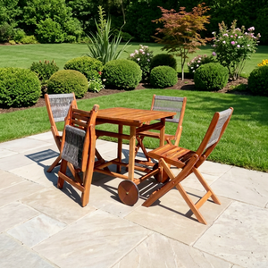 Ensemble table et chaises de salle à manger modernes en bois massif, prix usine, pour hôtel, usage extérieur, durable, écologique, origine Vietnam - Product Image 3