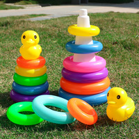 Tour de blocs pour bébé arc-en-ciel jouet à empiler tasses empilables mignon bébé petit canard tour arc-en-ciel cercle jouet éducatif