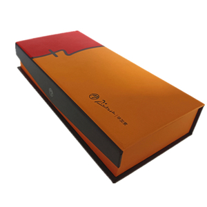 Luxury Book Shaped Rigid Gift Box Black Orange <b>Red</b> Art <b>Paper</b> with Satin Lined Card Holder Inside Packaging case - Product Image 2