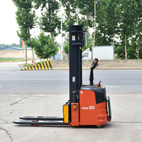 Gerbeur électrique 48V 1 tonne avec transpalette, batterie au plomb, déplaceur latéral, pneus pleins pour manutention en entrepôt