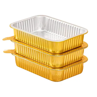 Vente directe usine – Bol rectangulaire en aluminium 3323D doré, emballage alimentaire jetable en PET de qualité alimentaire et écologique pour la cuisson