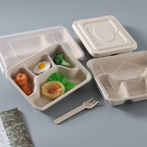 Contenitori per Alimenti Usa e Getta Compostabili in Bagassa di Canna da Zucchero con 2/3/4/<span class=keywords><strong>5</strong></span>/6/7 Scomparti, Scatole da Asporto, Piatti per Catering, Vassoi per Alimenti - Product Image 5
