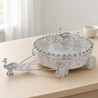 Boîte de rangement pour fruits secs en alliage de zinc, style rétro européen, design créatif, avec 4 compartiments spacieux