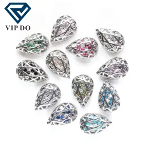 Factory directly sold white K color pear-shape hollow inlaid zircon diamond DIY necklace earrings shoes bags auxiliary materials