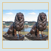 Statue de lion assis de jardin en bronze antique grandeur nature extérieure personnalisée en usine