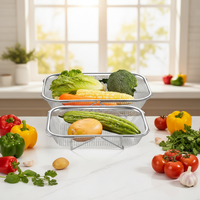 Panier de vidange télescopique en acier inoxydable 304 pour évier de cuisine, panier de lavage multifonctionnel pour fruits et légumes, égouttoir à fruits