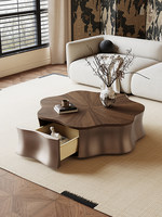 Table basse papillon en bois de noyer de qualité supérieure, style italien moderne et minimaliste, avec espace de rangement et design d'angle en arc, idéale pour les petits espaces