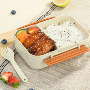 Large Capacity 3 Compartments Heatable Leak Proof Portable Square Plastic Bento <b>Lunch</b> <b>Box</b> Transparent Top Lid School Ready - Product Image 6