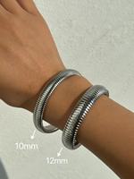 Bracelet jonc personnalisé en acier inoxydable plaqué or 18 carats, style vintage élastique, poli, pour homme et femme, bijoux féminins découpés
