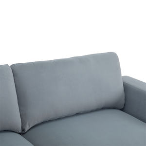 Canapé moderne carré <span class=keywords><strong>2</strong></span> <span class=keywords><strong>places</strong></span> avec accoudoirs standard, revêtement en velours doux, coussins profonds, pieds robustes en gris pour salon - Product Image 4
