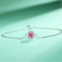 Bijoux fins, bracelet en argent sterling 925 avec moissanite bleue, bracelet à chaîne fine simple et élégant pour femmes