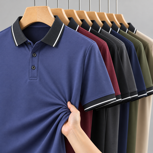 เสื้อโปโล Heren คอเสื้อตัดสีกรมท่า เสื้อกอล์ฟเนื้อผ้ายืด ระบายอากาศได้ดี เสื้อลำลองสำหรับผู้ชาย ชุดทีม ผลิตเสื้อผ้าตามสั่ง - Product Image 1
