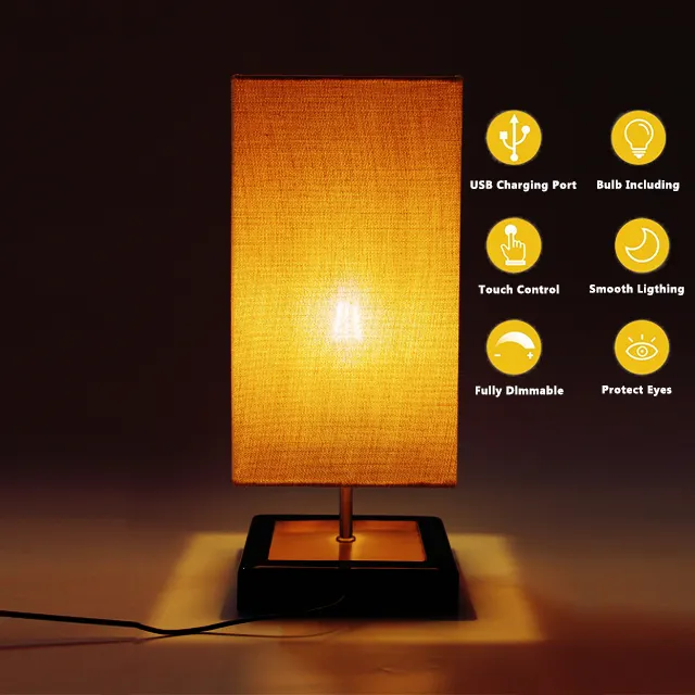 Simple modern table lamp bedroom study bedside lamp solid wood creative birthday gift night light decoration EU/US/UK plug