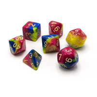 Lot de 7 dés polyédriques DND personnalisés en résine écologique peints à la main pour jeux de rôle sur table (Dungeons & Dragons)