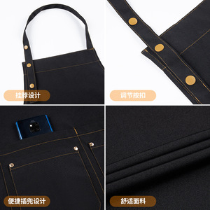 Adjustable Halter Neck Waterproof Canvas Apron One Size With Logo Printing For Restaurants Dessert Shops Cake Shops Seafood - Product Image 2