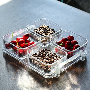 Factory Box Verpackung Glas Nussglas Haushalt <span class=keywords><strong>Candy</strong></span> Bowl <span class=keywords><strong>Set</strong></span> mit Tablett Klarglas Lagerung Snack platte - Product Image 1