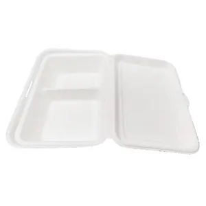 Kingwin Biodegradable Compostable Eco Friendly Sugarcane Bagasse Takeaway 2 Compartment Food Container