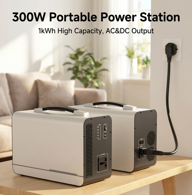 Custom Logo 300W AC DC Output 1kWh High Capacity Solar Portable Power Station Home Outdoor Camping Emergency Power Supply