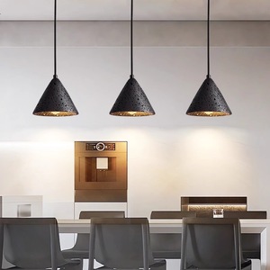 Lámpara Colgante de Cono de Travertino Negro, Moderna y Minimalista, para Comedor, Dormitorio, Bar, Cafetería - Product Image 1