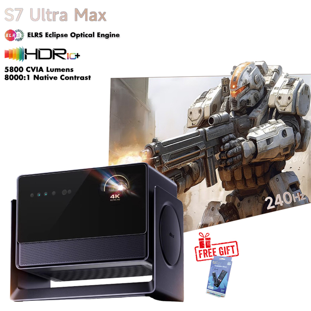 5800 CVIA Lumens Ultra Brightness Dangbei S7 Ultra Max 4K Laser Projector 8+128GB HDR10+ 240Hz Home Cinema Smart DLP Projector