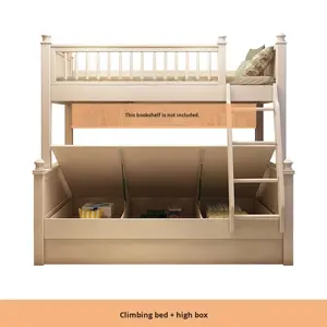 Letto a Castello in Legno Massello, a Due Piani, per Bambini, Bianco Crema, Stile Minimalista, Smontabile, Multifunzionale, per Camera da Letto Ragazzi - Product Image 6