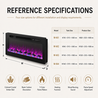 Elektrischer LCD-Kamin Wandheizung LED-Flamme Fernbedienung App-Steuerung für Haushalt und Hotel Englischsprachig Farbige Kristalle Nur Bettenmodus