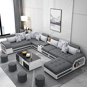 Hot Sale Furniture Factory Living Room Sofas Set Fabric Couch Lougue U Shape Sectional Sofa