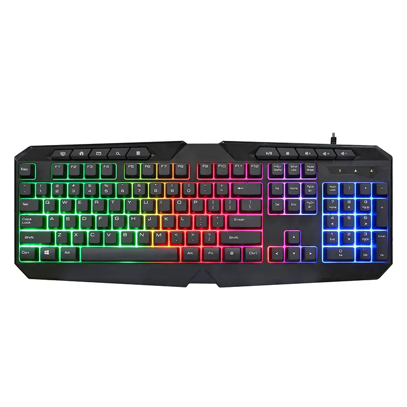 High quality USB Wired Gaming Keyboard Multimedia keyboard with mixture 3 color LED Backlight Gaming Keyboard, KBL-202