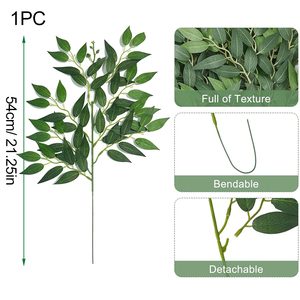 Tiges de Ruscus artificielles italiennes, feuillage vert, feuilles artificielles, plantes en soie pour décorations d'arche de mariage, bouquets et centres de table - Product Image 6