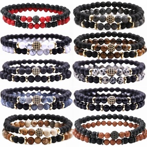 Natural Stone <b>Bracelet</b> Jewelry 6mm Lava Stone Tiger Eye Stone Unisex <b>Bracelet</b> Double Layer <b>Beaded</b> <b>Bracelet</b> - Product Image 1