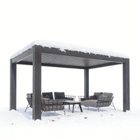 Pergola en aluminium 6063 4x4 avec toit à lames orientables, certifiée résistance vent/neige, installation sécurisée, écologique, revêtement poudré pour stations de ski