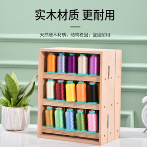 Wooden Sewing Thread Rack Storage DIY Yarn Folding Hook Type Three <b>Spool</b> <b>Holder</b> Modern Simple Design Collapsible - Product Image 1