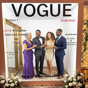 Toile de fond pour photomaton de fête 6,5x7,5 pieds, inspirée du design de couverture de magazine de mode, qui rend chaque invité une star glamour - Product Image 2