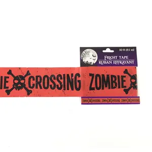 Grosir pita Zombie Halloween peringatan Bio Hazard pesta spanduk peringatan dekorasi tanda bahaya
