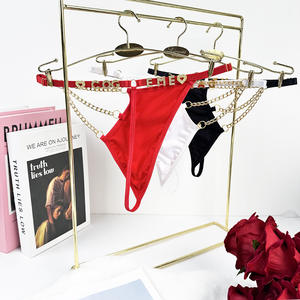 Nouvelle conception de string à chaîne sexy pour femme, lettres en strass personnalisées, nom personnalisé, string unique à entrejambe ouvert - Product Image 2