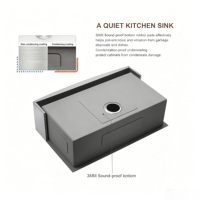 Évier de cuisine carré noir bronze de 31x17 pouces, profondeur 9/10 pouces, fait main en acier inoxydable nano, évier simple moderne style ferme