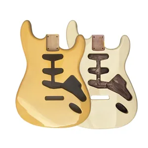 ตัวกีตาร์บาสวูด SSS แบบด้าน พร้อมคอไม้เมเปิลและฟิงเกอร์บอร์ดไม้ดำ รุ่นวินเทจสีเหลือง สำหรับงาน DIY - Product Image 1