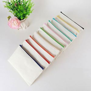 Custom Printed Logo Canvas Pouch <b>Personalised</b> Zipper <b>Top</b> Cotton Fabric Canvas Pouch Bag for Cosmetic Packaging - Product Image 2