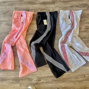 Ysjy tùy chỉnh Webbing tỉa rộng chân Sweatpants người đàn ông tùy chỉnh thiết kế logo đồ họa theo dõi quần quá khổ Nylon loe Sweatpants